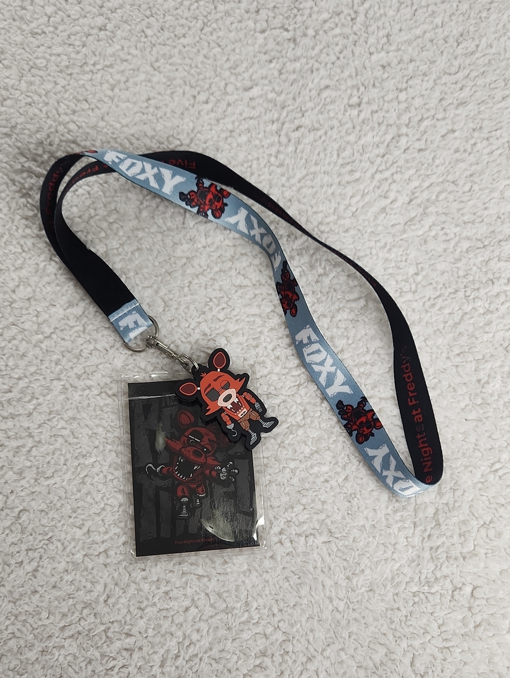 Foxy Five Nights At Freddys Black Red Character Lanyard with Badge Holder